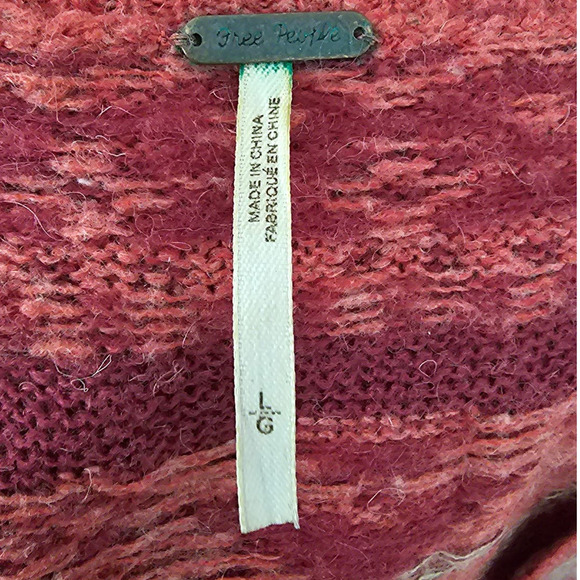 Free People Lightweight Wool Alpaca Blend Orange Red Tan Aztec Sweater L - Picture 3 of 4